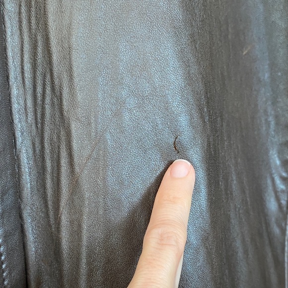 Danier Women’s Vintage Dark Brown Leather Coat Long Boho Casual western - Picture 11 of 17